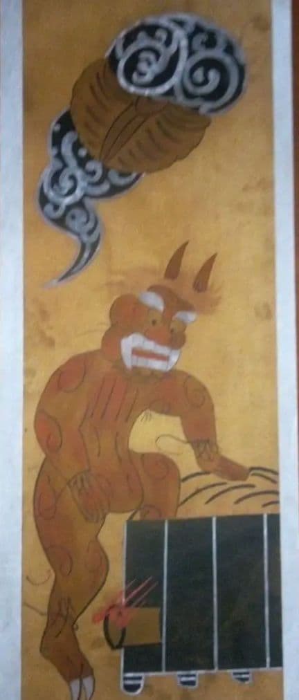 模写大津絵、鬼の行水、額付き