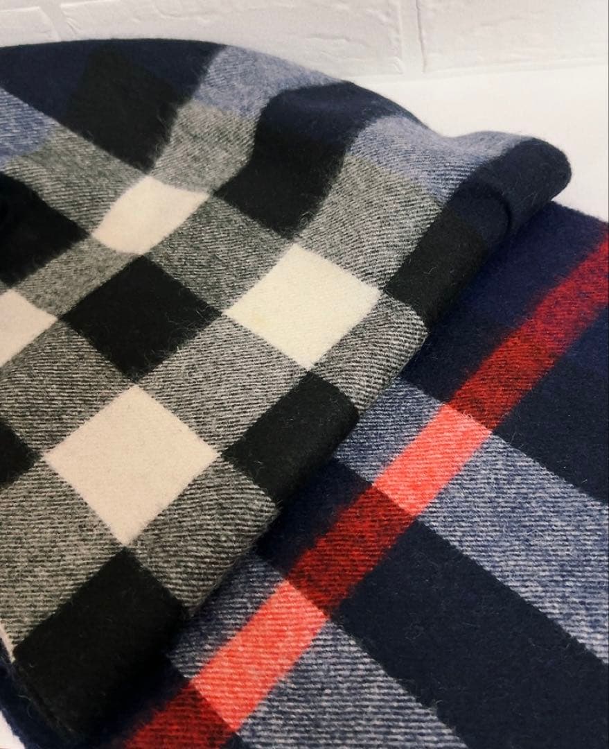 バーバリー　BURBERRY マフラー　チェック　ブルー系　男女兼用