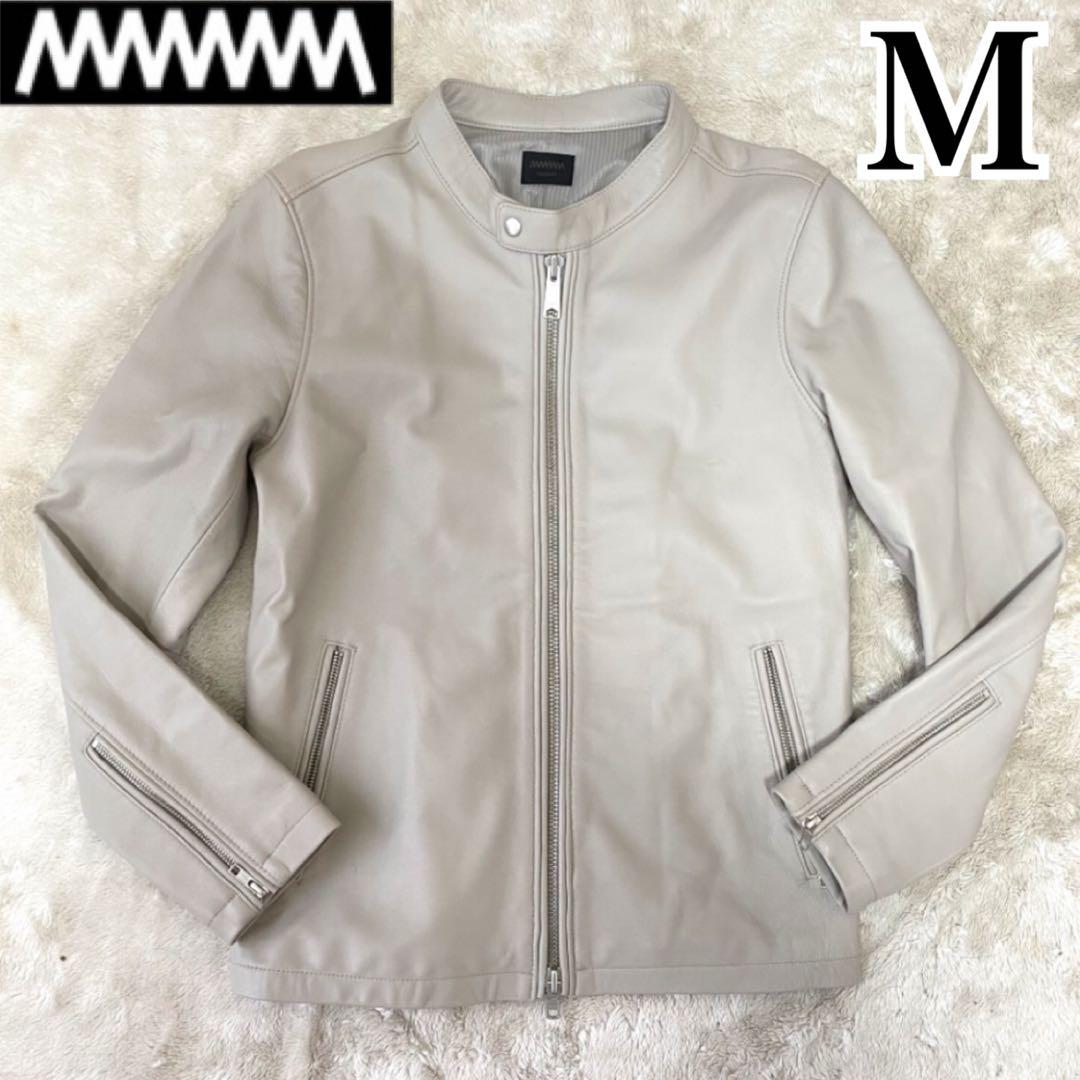 MMMM ✨希少良品✨ シングルライダース レザージャケット ライトグレー 羊革