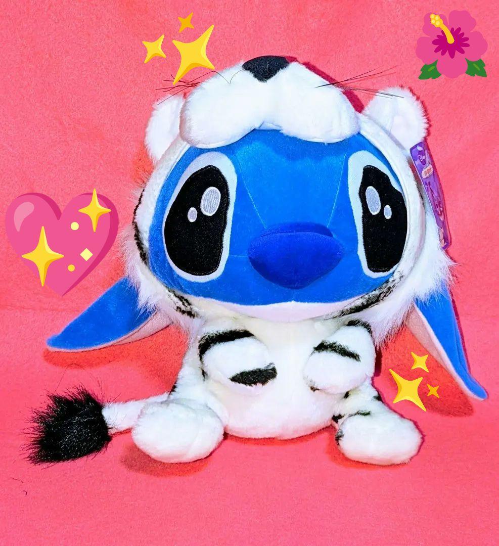 激レア♡スティッチ♡ホワイトタイガー被り物♡BIGサイズぬいぐるみ＆ストラップ♡