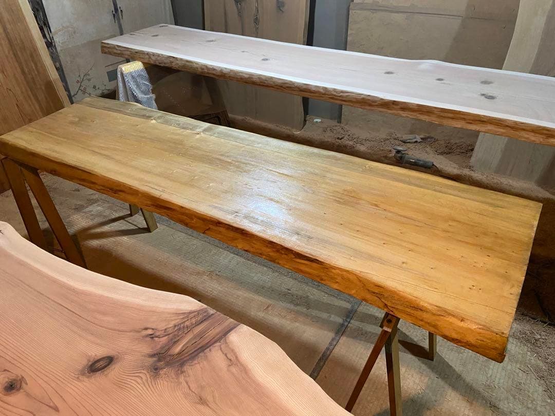 [セール品！！！]イエローポプラ　一枚板テーブル　7万→4万に値下げ中