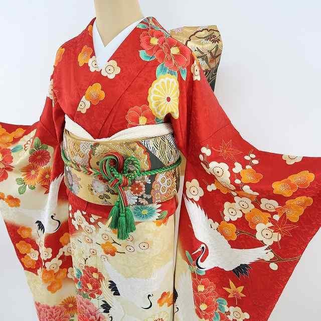 正絹 金駒刺繡 トールサイズ“最高の笑顔を花開く牡丹や鶴♪”振袖 成人式F-97