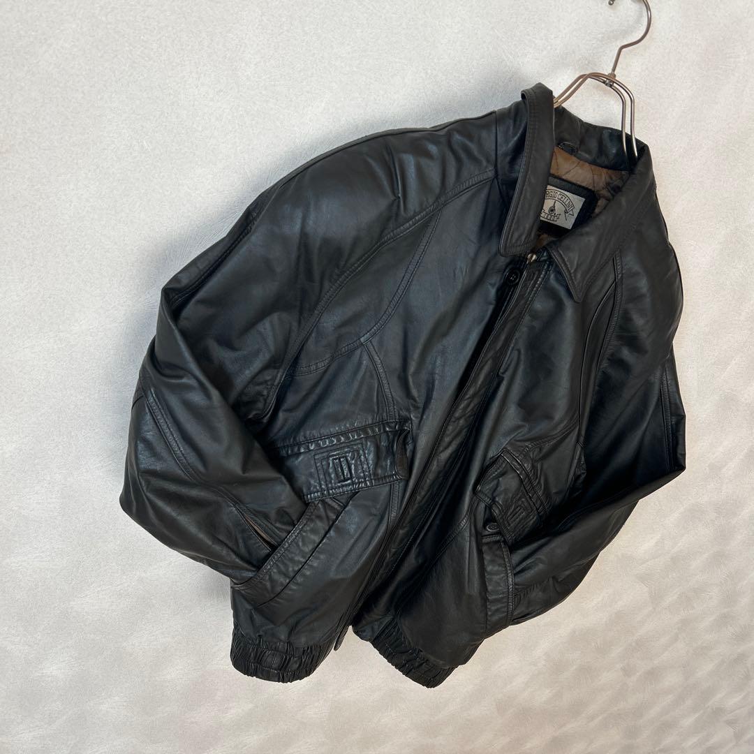 古着　上質　革ジャン　リアルレザージャケット　光沢　牛革　ライダースジャケット