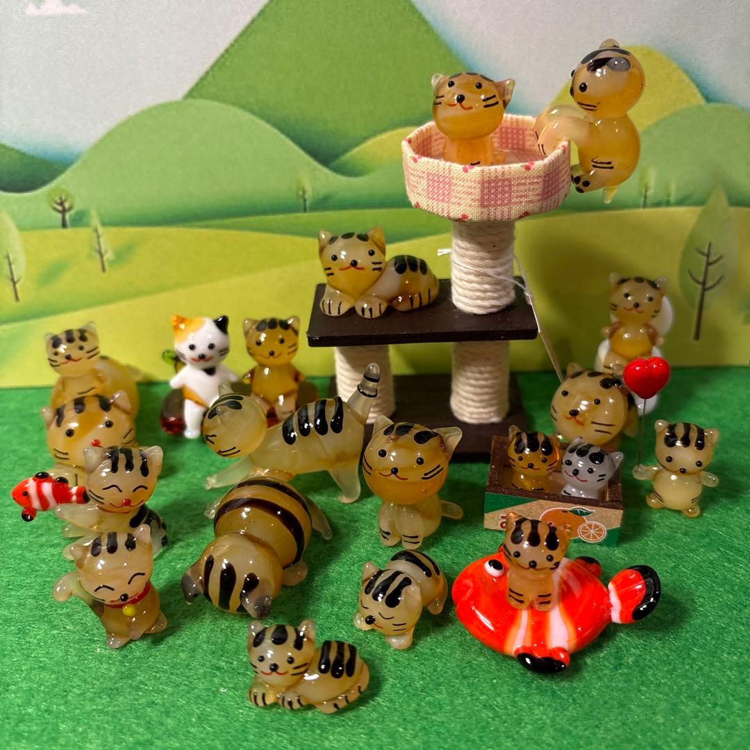 きたのガラス茶トラ　ガラス細工　ミニチュア