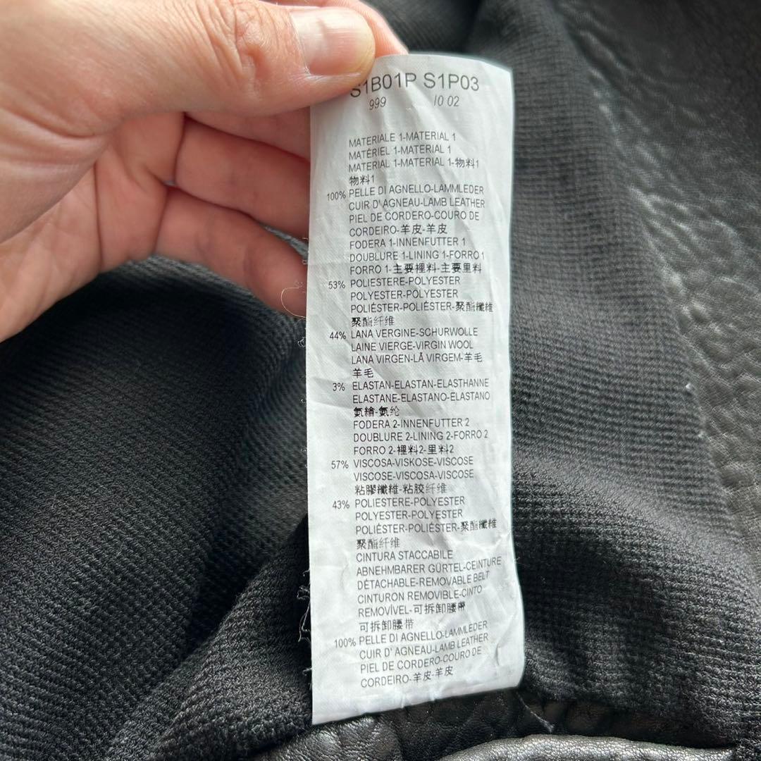 【美品】EMPORIO ARMANI羊革 黒タグ フード ベルト付き レザー44