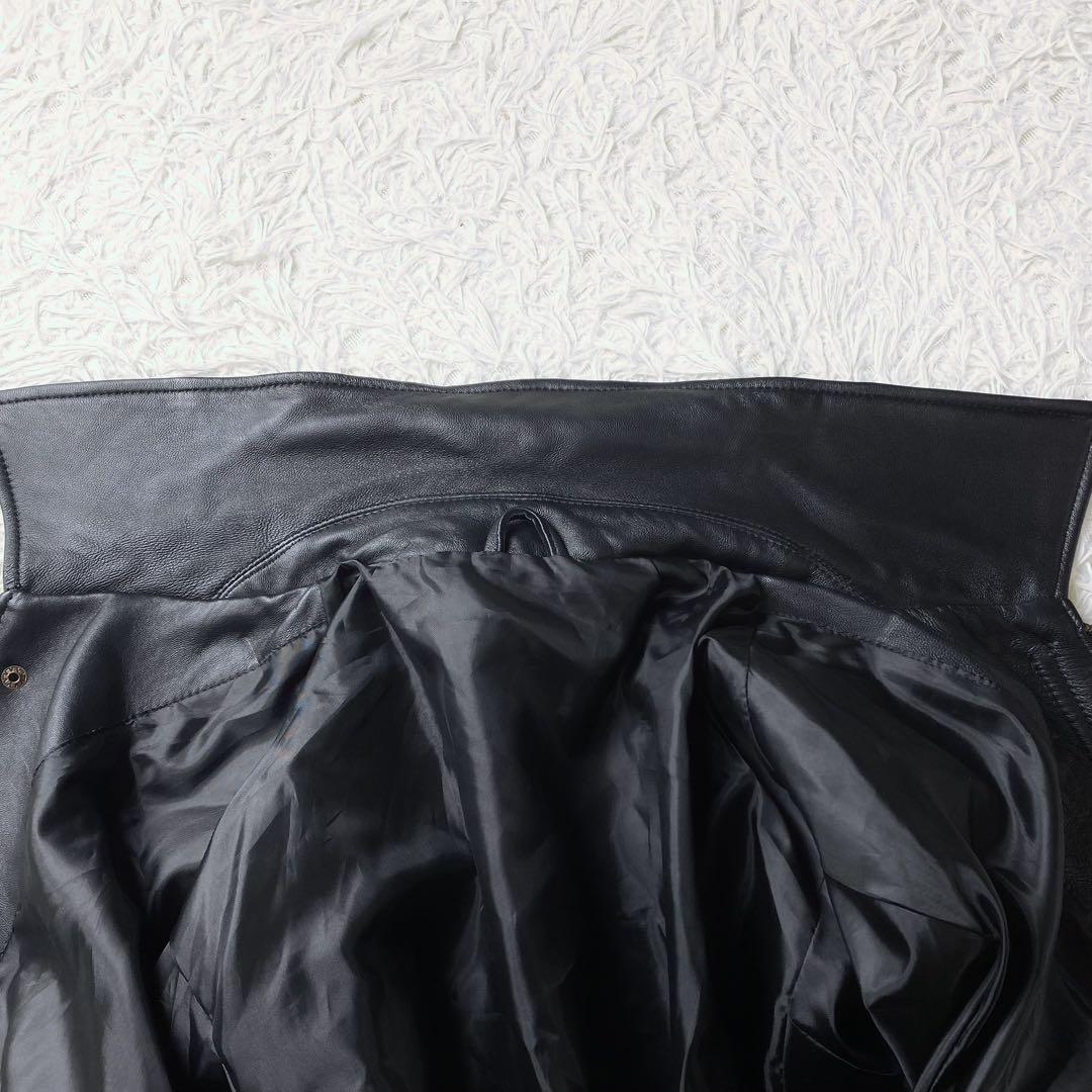 値下げ中4 VINTAGE ラムレザー ビッグ フィールドジャケット 羊革 黒