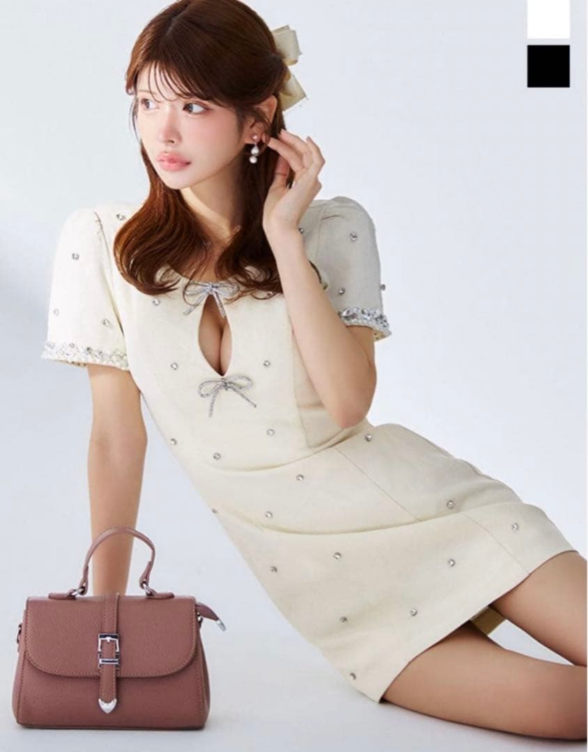 jewels キャバドレス　スパンコールミニワンピース　白　S