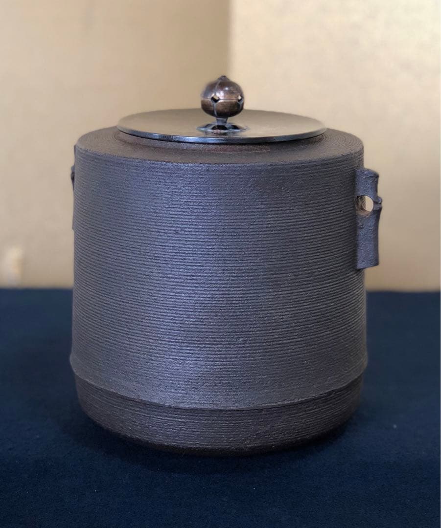 《R》茶道具 糸目筒釜 釜師 菊地政光 共箱　251216お5