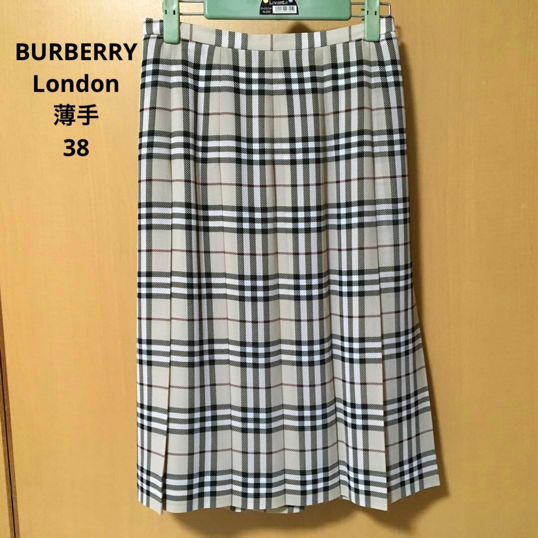 BURBERRY Londonノバチェック柄 薄手プリーツスカート 38 美品