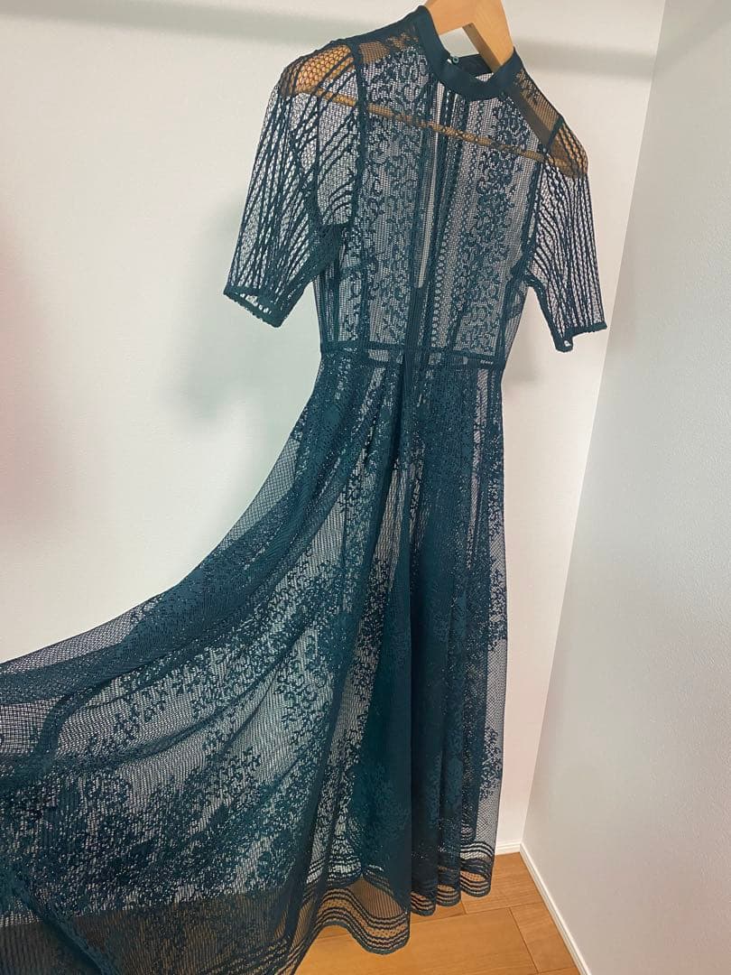 値下げ✴︎FRAY I.D ダークグリーン レース フルレングスドレス