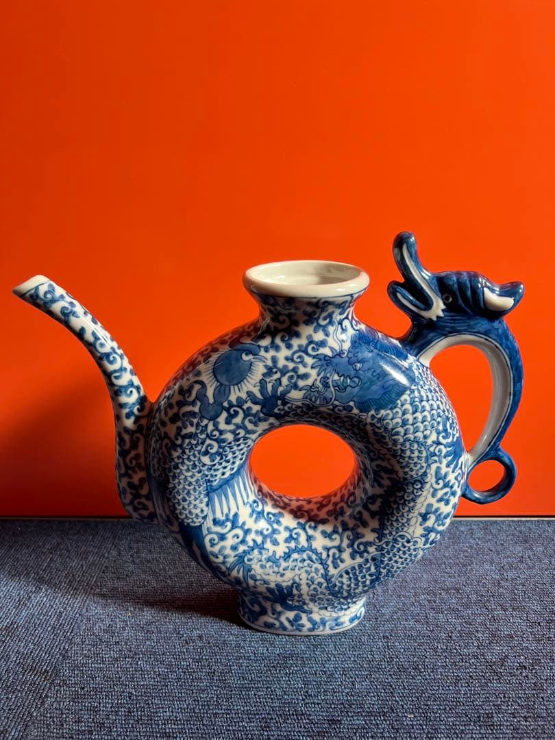 1089 水注　大清雍正年製款 龍鳳凰染付水差し 中国 古美術 時代物 骨董品