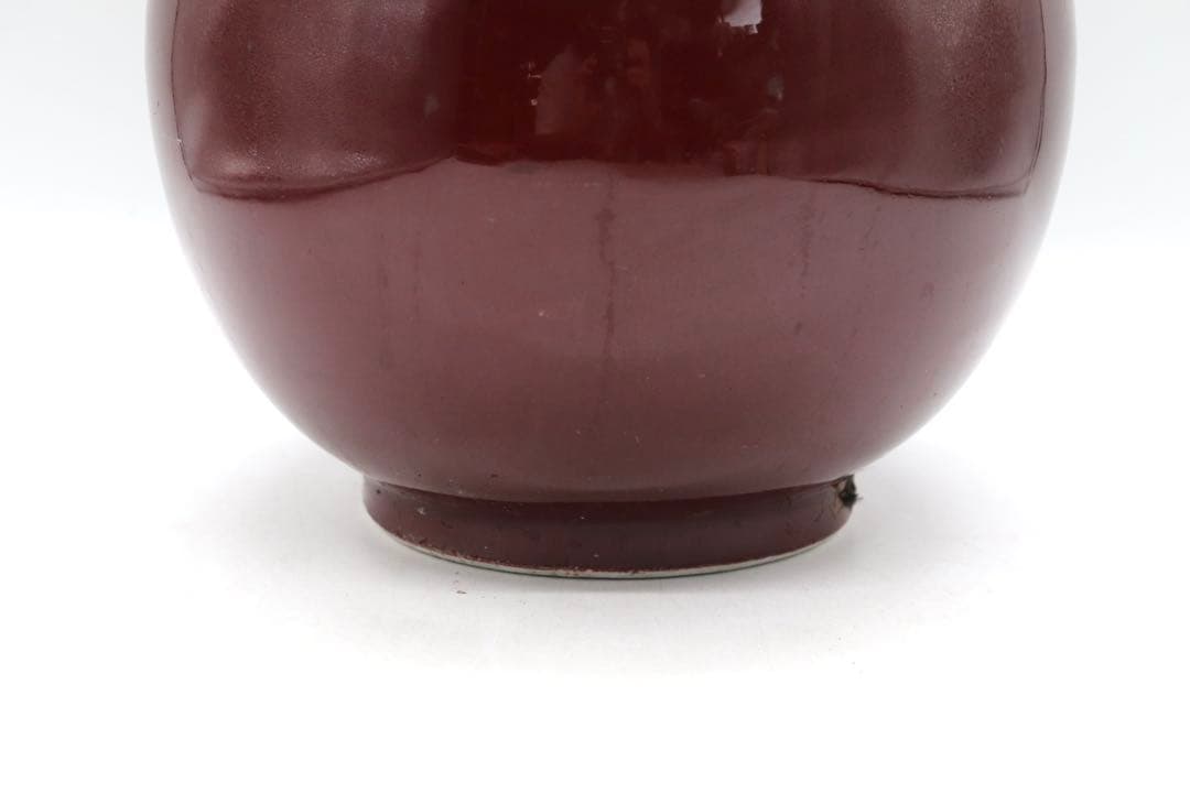 中国　紅釉長頸瓶　送料込み250614