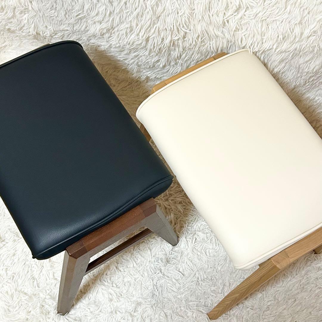 【美品】【2脚】ニトリ スツール ロレイン 3 白 黒 オットマン 椅子 チェア