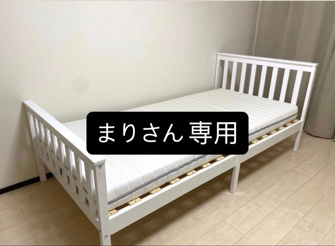 ベッド シングル ベッドフレーム ホワイト 白 宮棚付き おしゃれ かわいい