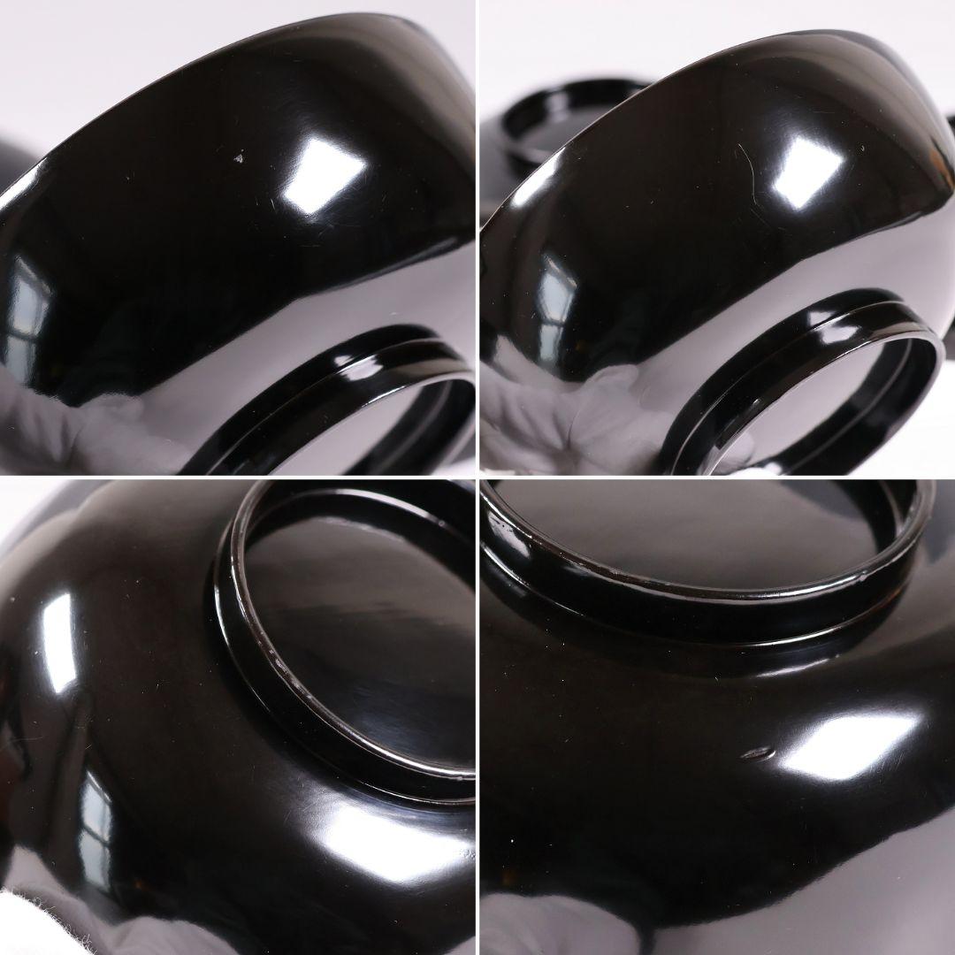 【CM411】天然木漆塗 加賀蒔絵 蓮と野菜金蒔絵 黒煮物椀 二客 漆器 昭和期