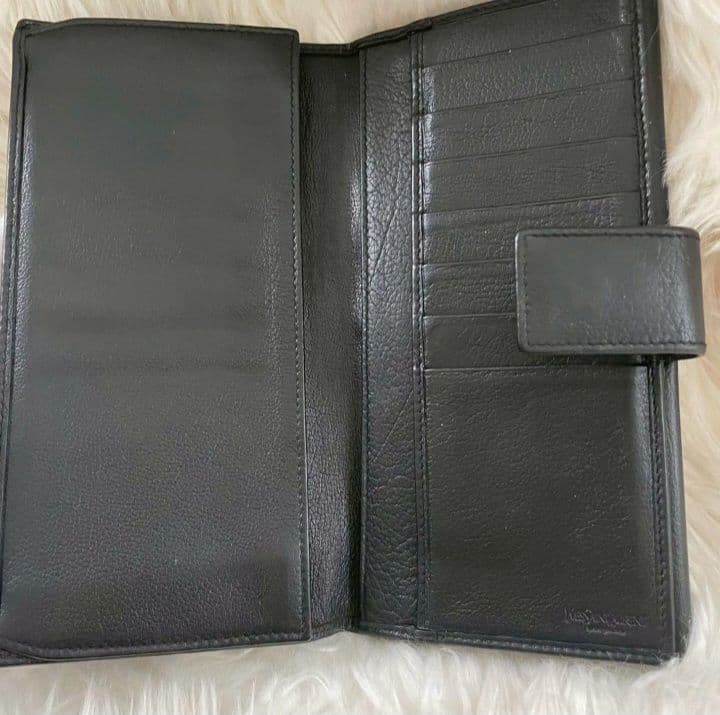 イブサンローラン YSL 二つ折り 財布 スタッズ ロゴ 黒 ブラック 正規品