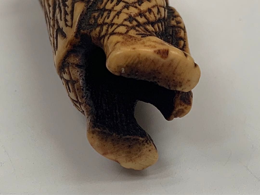 時代物 鹿角 煙管 煙管道具 キセル道具 蛸 漁師 9cm 48g