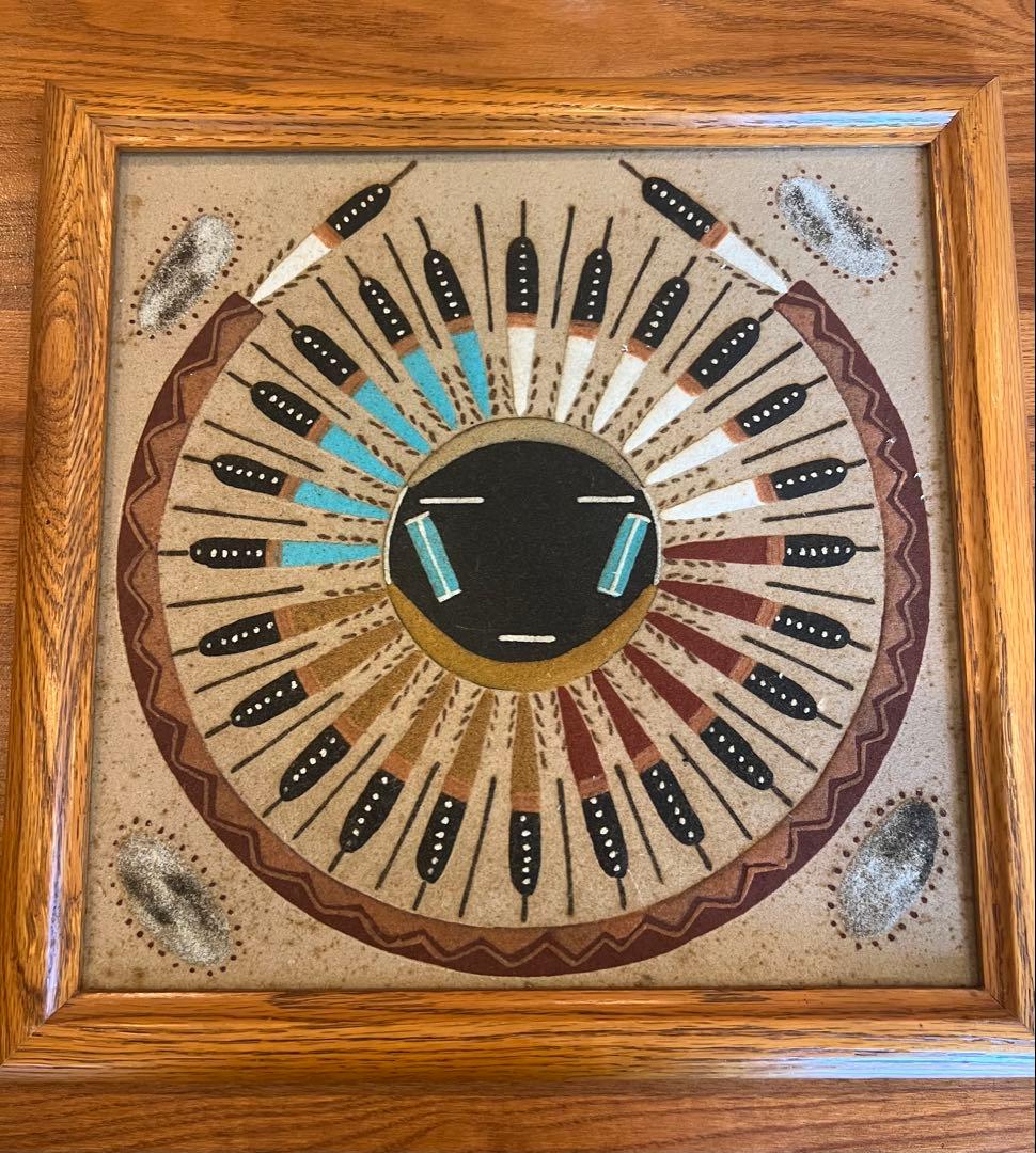 ネイティブアメリカン　サンドペイント　ナホバ族　砂絵