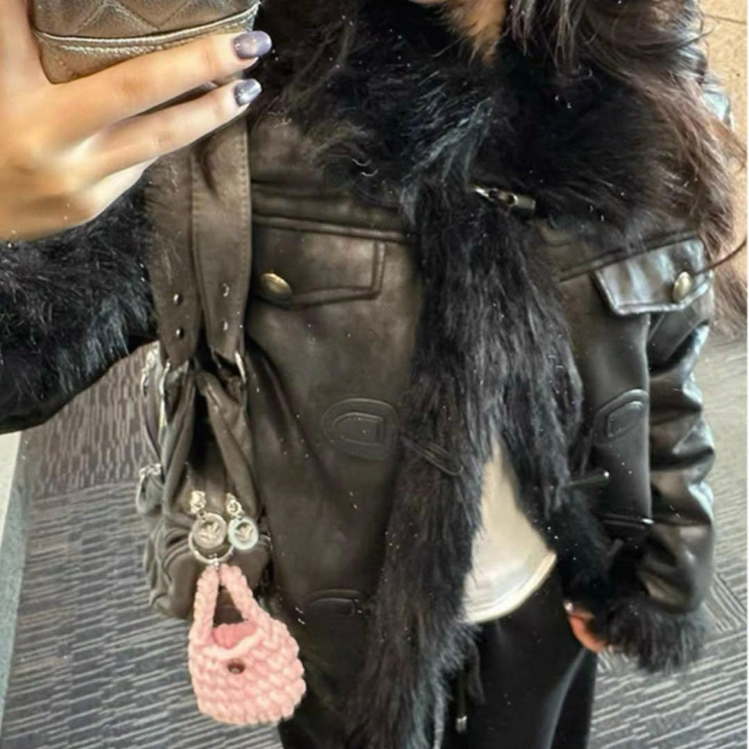 ジャケット・アウター archive fur black jacket coating y2k
