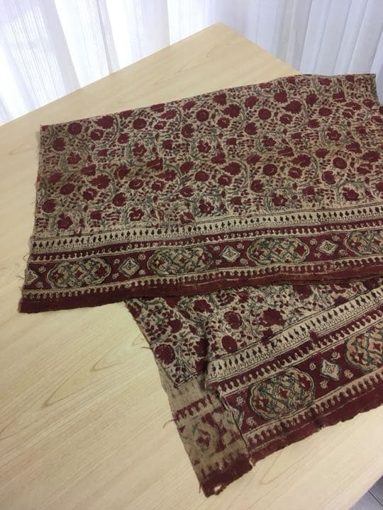 アンティーク　古手手描き鬼更紗（おにざらさ）　インド更紗 ヴィンテージ