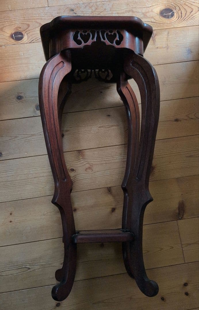 指物工芸　総シタン材(紫檀)　漆塗り 花台 アンティーク