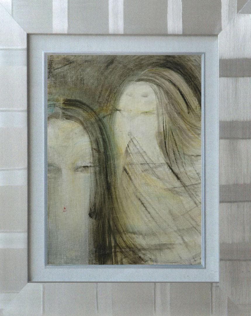 油絵 絵 絵画 インテリア 額付(黒) F6-050413 人物 女性像