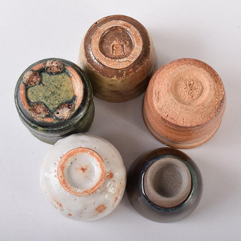 萩焼　十三代坂田泥華作など　ぐい呑み　十種　黒田陶々庵極め箱　M　R8426