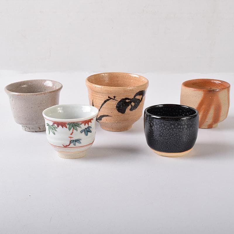 萩焼　十三代坂田泥華作など　ぐい呑み　十種　黒田陶々庵極め箱　M　R8426