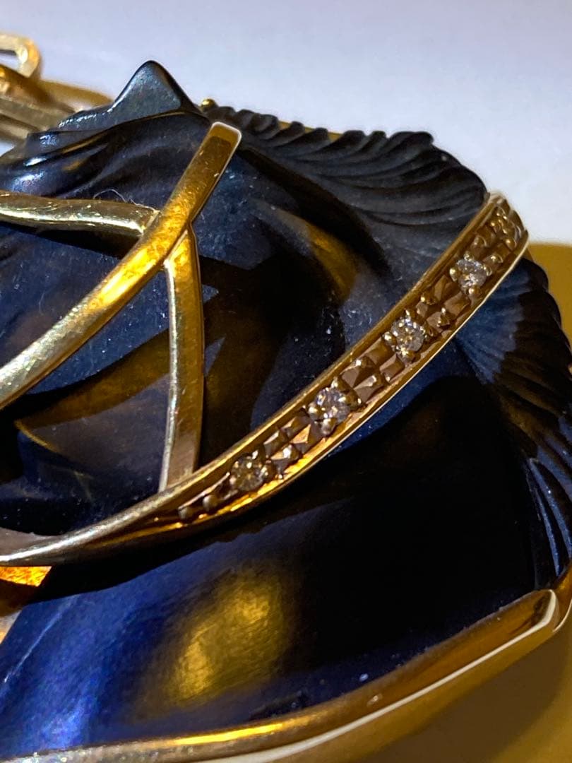 ［希少］K18 金18 ダイヤ ブローチ 馬