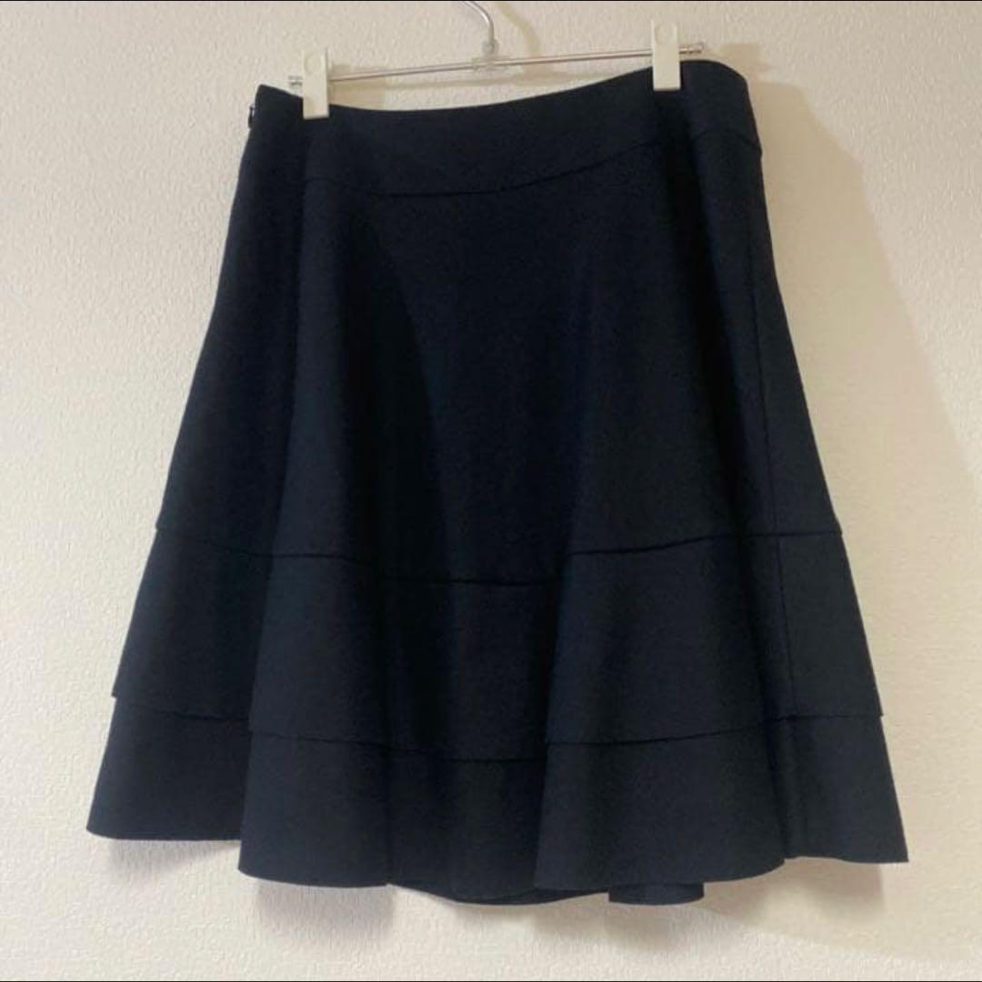 To be chic 黒 ティアードスカート ウール100%裏地つき