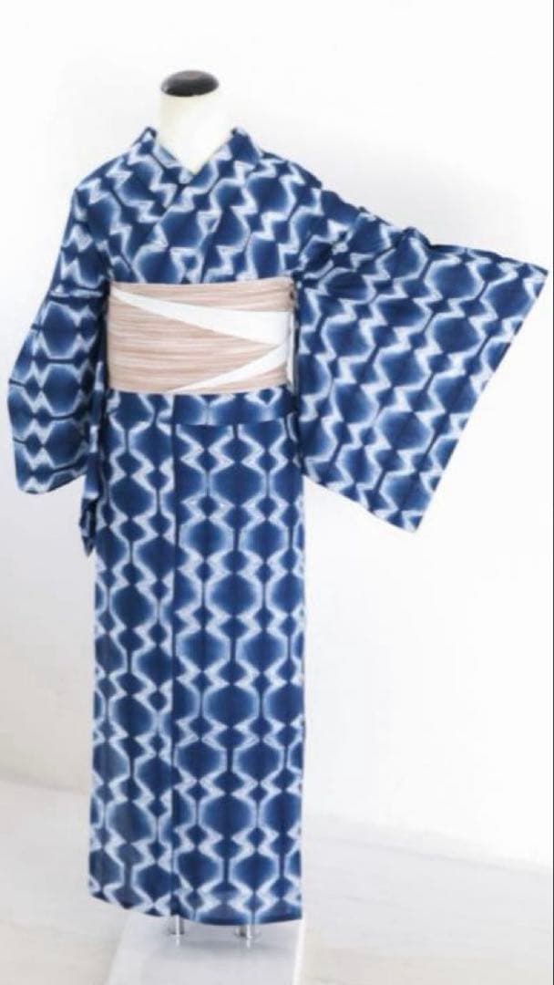 【高級】【美品】有松鳴海絞　日本製の伝統工芸士さん染め絞り 単衣浴衣