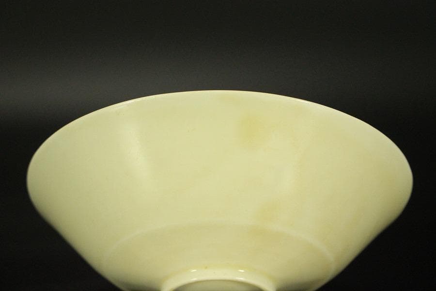 中国美術 白磁 草花鳥紋 碗 φ14.2cm(HA446)