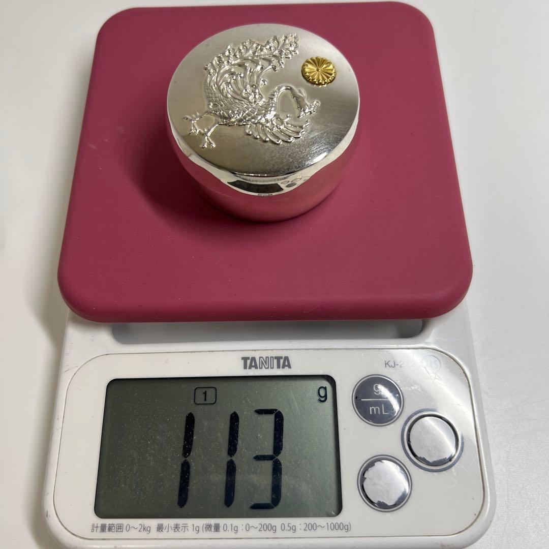 平成2年　純銀　天皇御即位記念鳳凰文ボンボニエール　共箱　東Y7-0804⭐︎1F
