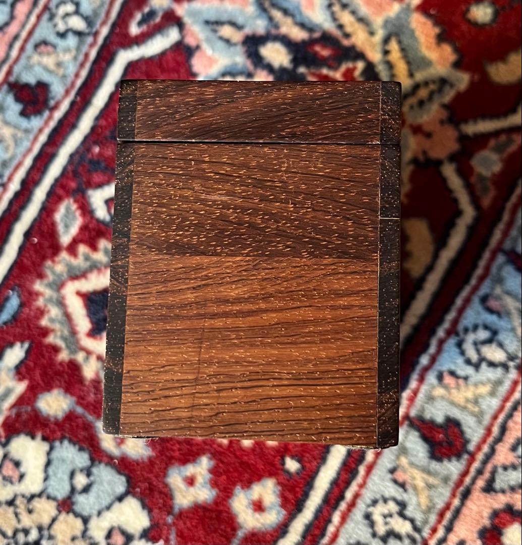 ヴィンテージ、デンマーク製/ブラジリアンローズウッドトランプケース/銀彫刻