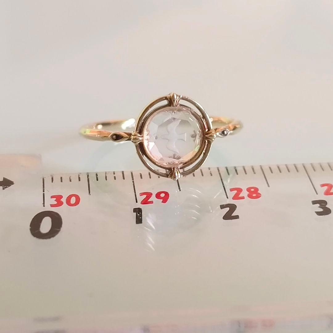 ①　リング　agete　K10 ゴールド　限定　鳥　ローズクォーツ　 13号