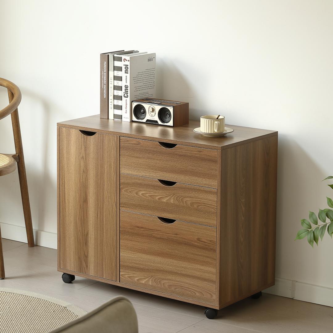 キャビネット 幅80cm 北欧風 サイドボード チェストテレビ台 BROWN