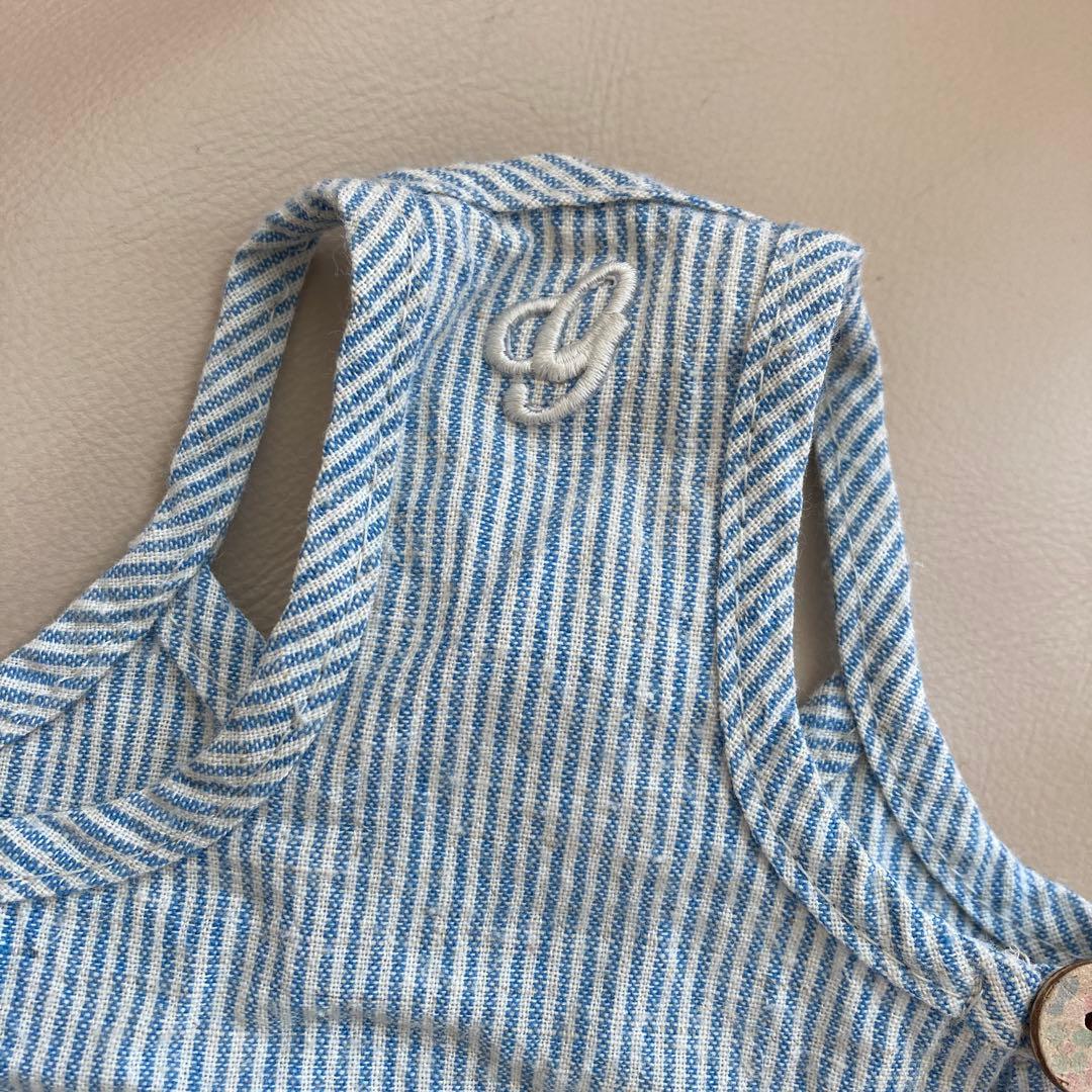 chocolat de vanilla 犬服 水色ストライプ レース裾