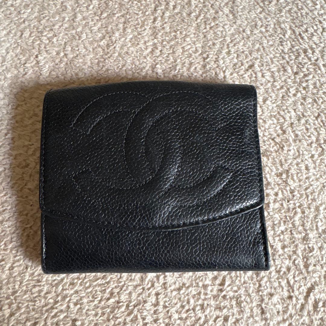 CHANEL ブラック 二つ折り財布 CCロゴ