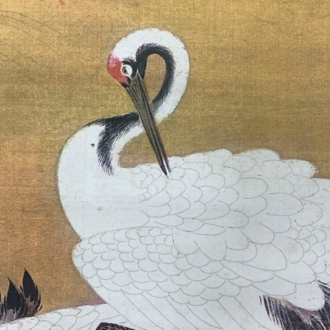 掛軸 狩野房信 鶴亀 二重箱 双幅 工芸 松竹梅 賀正 正月 祝 寿 C-1