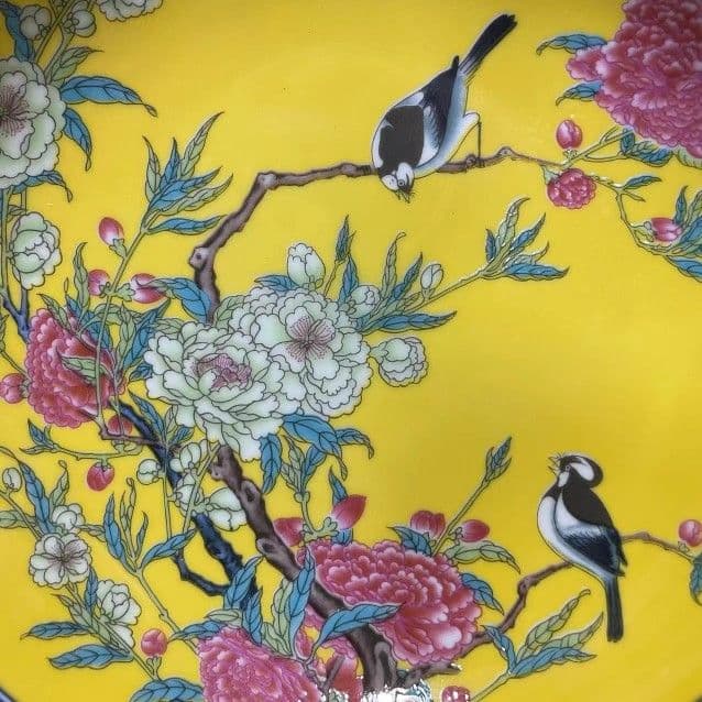 景徳鎮 黄地花鳥盤 黒竜万花盤 紅竜万花盤 陶磁器 現代工芸品 美術品 置物