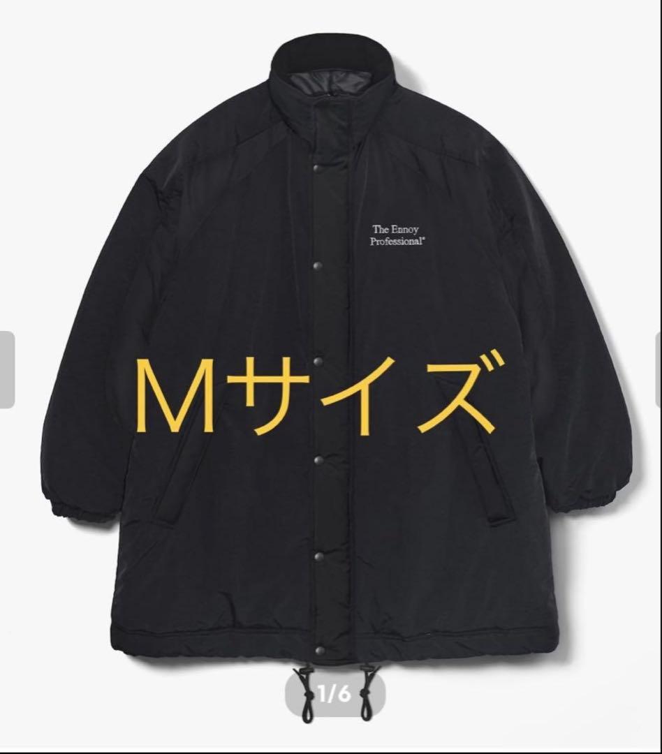 PADDED NYLON BENCH COAT ブラック/ホワイト ennoy