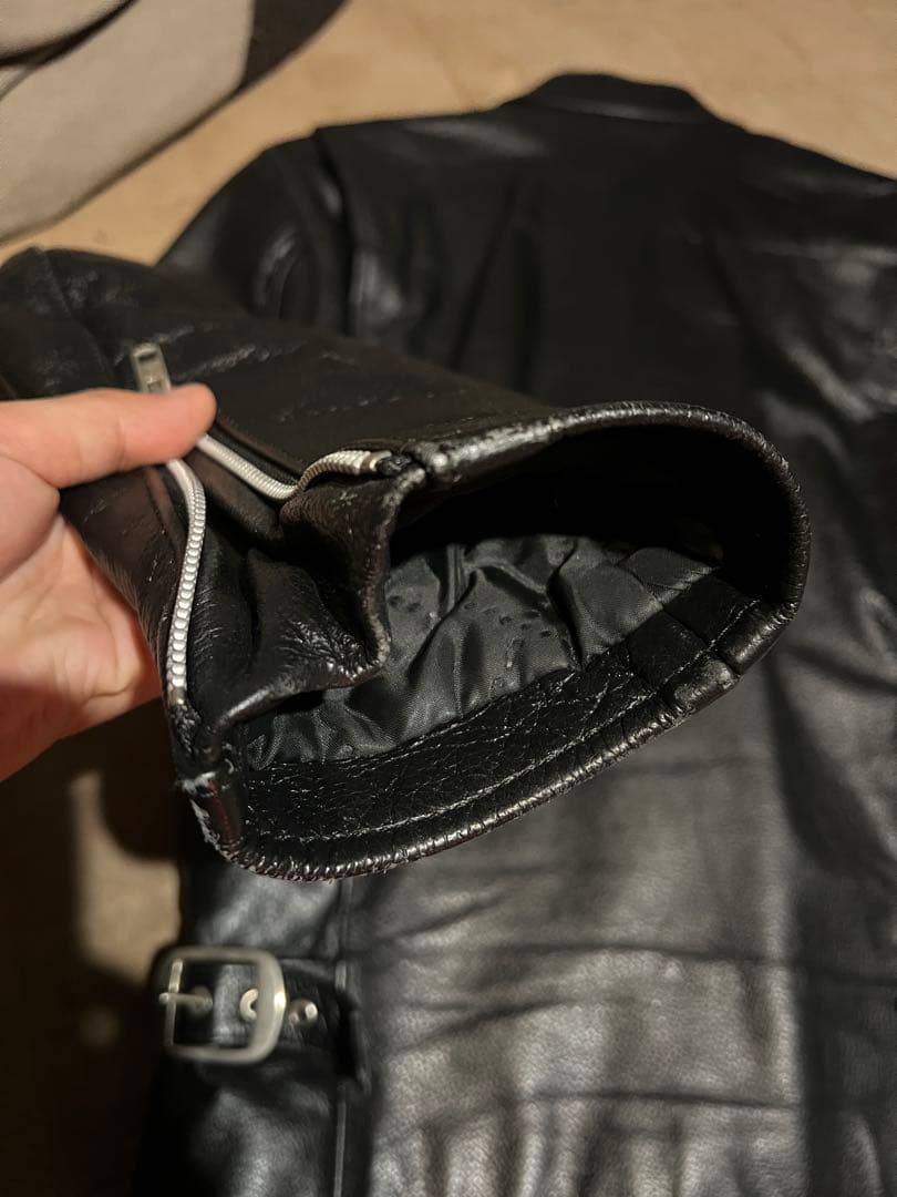 レザー シングルライダースジャケット 黒　バッファロー革　サイズ36