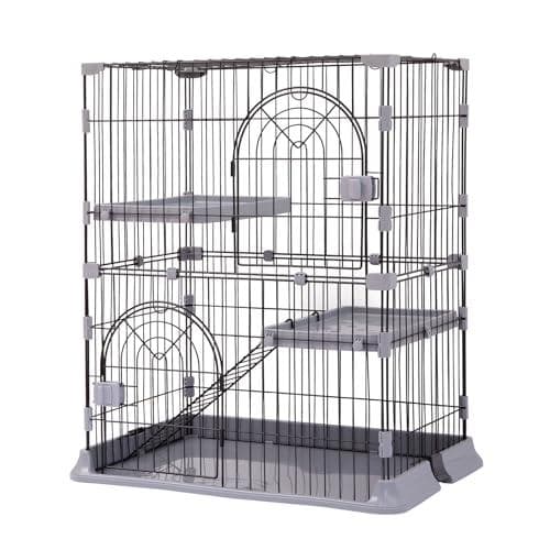 PETTOM 猫 ケージ キャットケージ 2/3段 猫ゲージ ワイド扉_corg