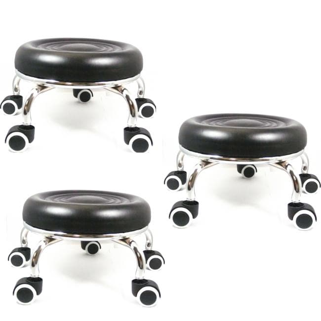 ロースツール ワーキングチェア キャスター付 低床椅子 作業椅子 黒色 3セット