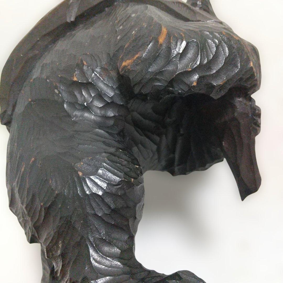 つぶらな瞳(ガラス製)♪ 堀井民芸 背負い熊／ほりい印 木彫り レア物