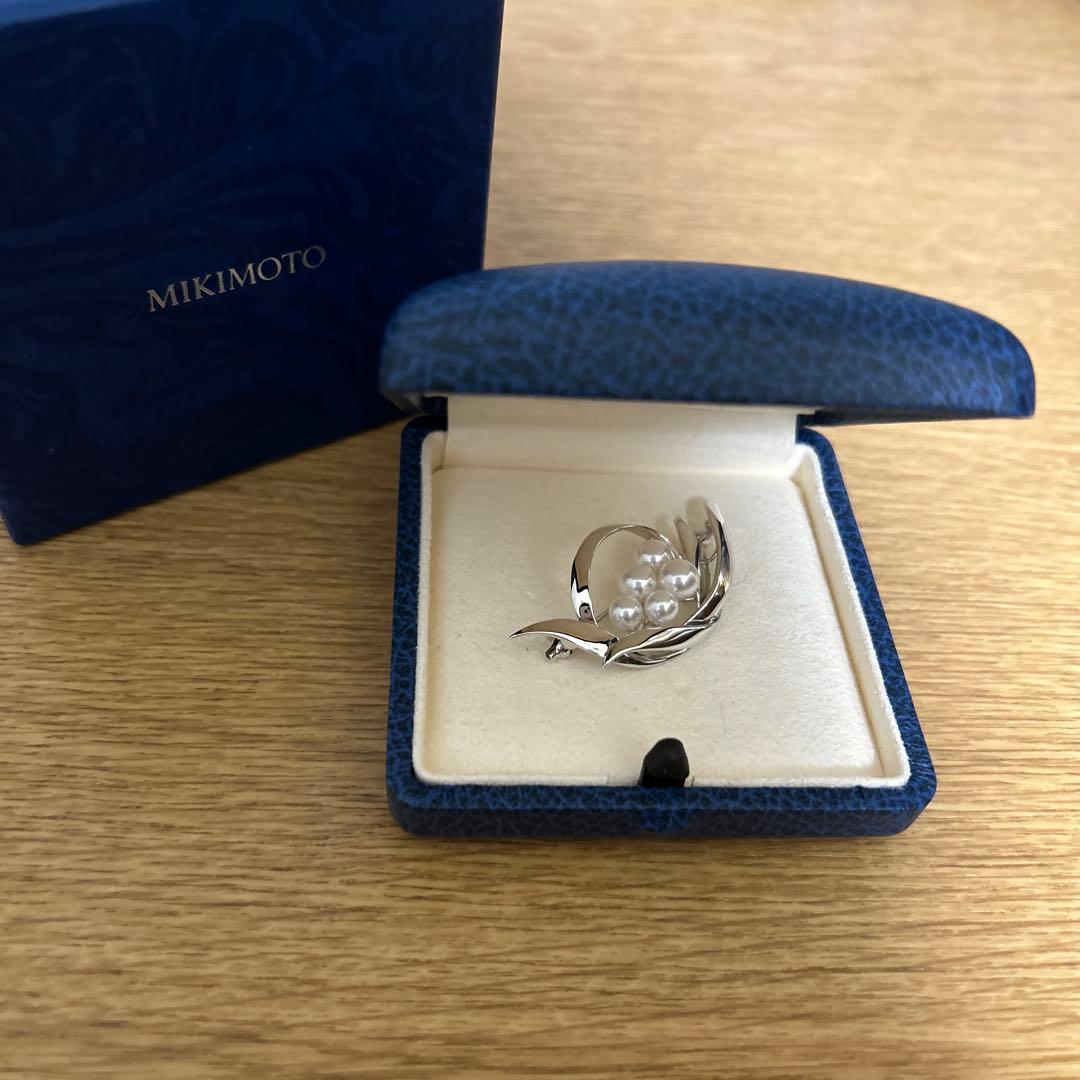 MIKIMOTO ミキモト　真珠　パール　ブローチ　5珠　シルバー