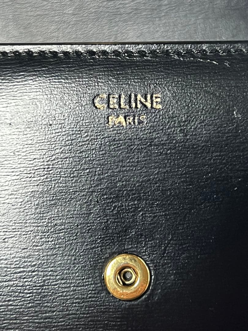 CELINE 3つ折り財布 フラップウォレット トリオンフ 黒