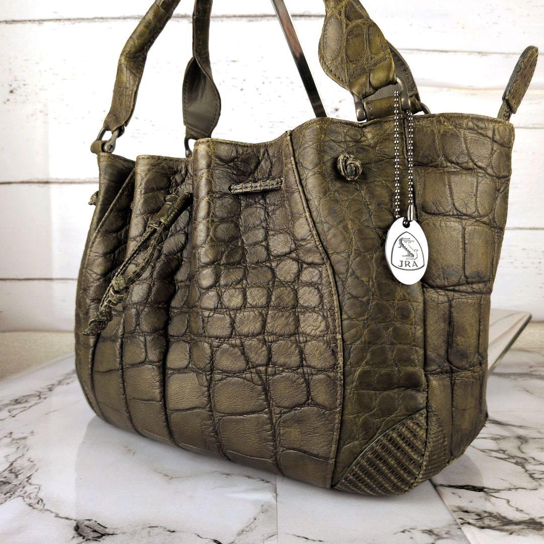 【美品】JRA☆マットクロコ　希少カラー　巾着　ハンドバッグ　かわいい