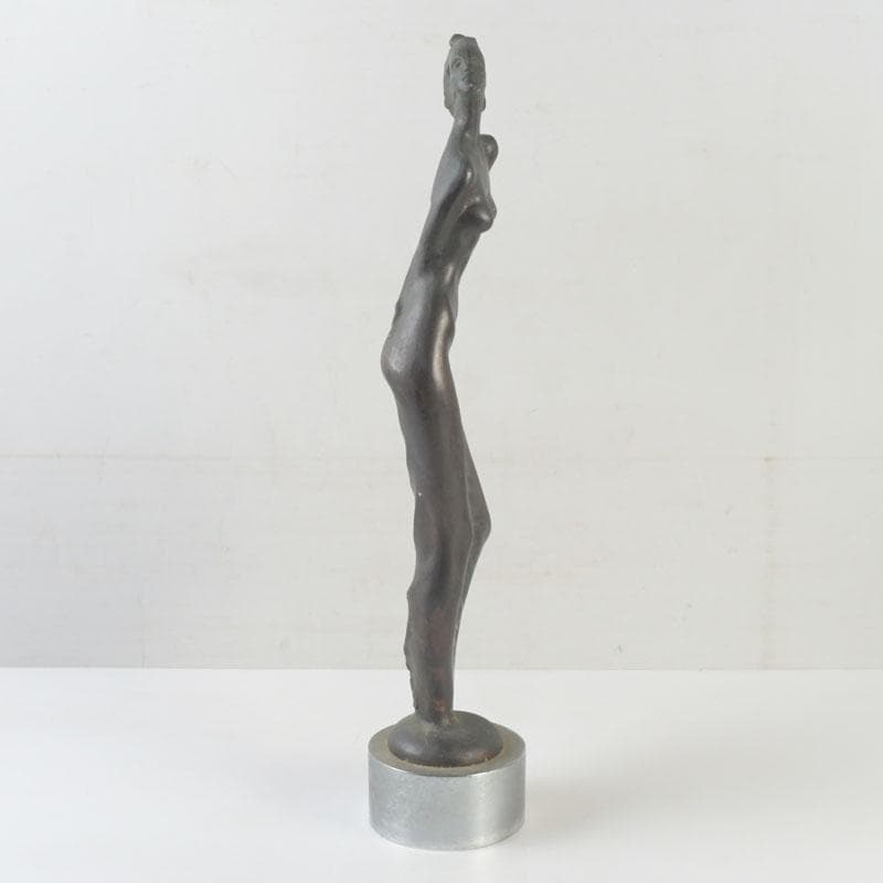 彫刻家　翁観二作　ブロンズ像　裸婦像　女性像　重さ約3kg　C　9790A