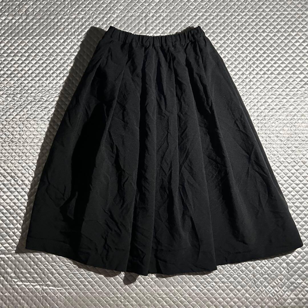 AD2016 archive ポリ縮ボリュームフレアスカート 黒 縮絨